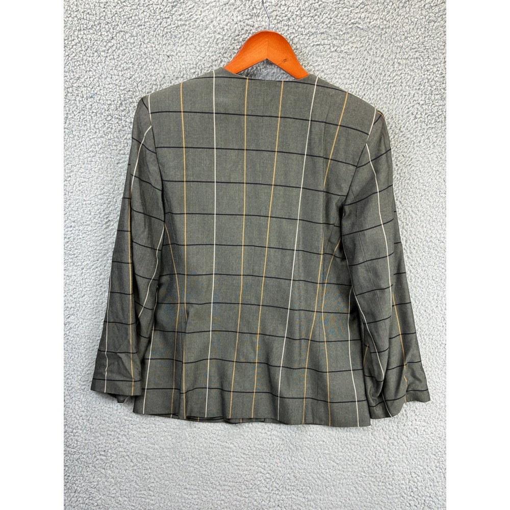 Le Suit Windowpane Plaid Skirt Suit Set Womens 10 Grey Vintage Office Tailored - Picture 11 of 16